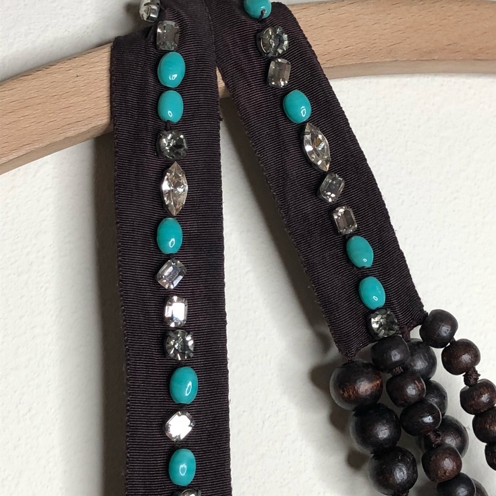 🕶️Sayulita long wood bead/Swarovski Crystal statement necklace Stella & Dot - Picture 4 of 6